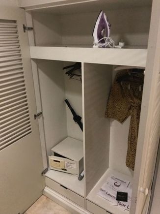 Closet contents: niggle is the safe on ankle height if you are like me stoutly built, it is not that easy to reach and close the safe