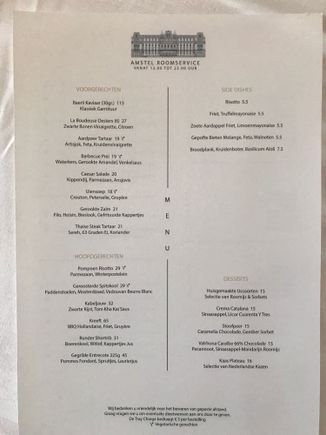 Roomservice menu