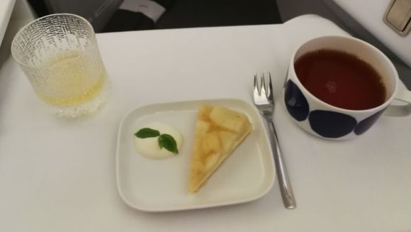 Apple tart. Tried to get also blackcurrant mousse, but they run out of those to be served as second dessert.