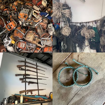 Chain saws, snares, guns, farewell gift of bracelets made with snare wire