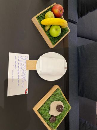 Welcome fruits/sweets and letter