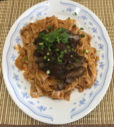 Mee pok chilli tomato sauce