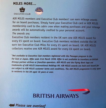 From inside the back cover of the above Duty Free brochure. Not going to earn a lot of Avios there.
