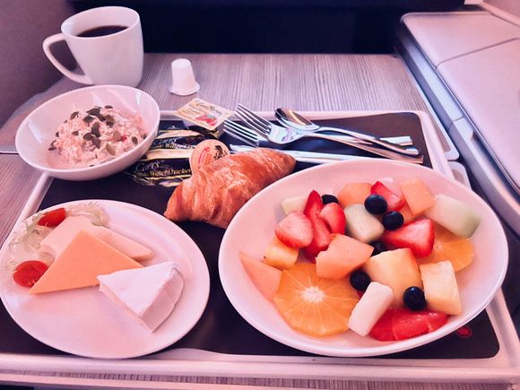Breakfast Fruit salad, cheese and muesli. No hot breakfast