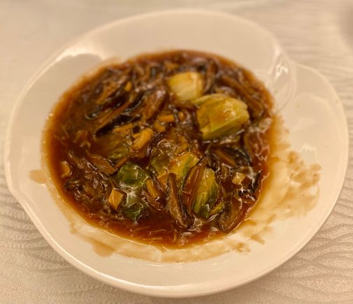 Baby Chinese cabbage with conpoy & mushrooms 