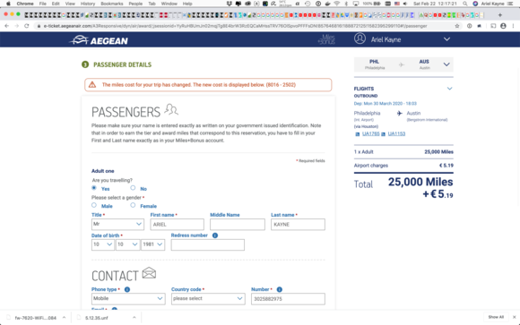 A3 Booking engine then re-prices the trip. Ugh. 
