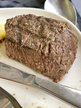 Dry, rubbery, stringy delta one steak.