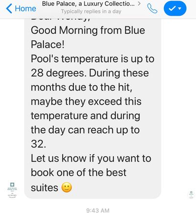 Blue Palace's Reply regarding Island Suites Pool