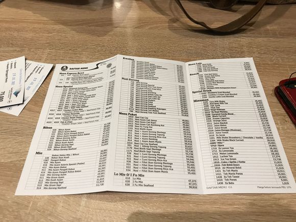The menu of Solaria: 
Garuda Business Class voucher covers a hot meal + drink