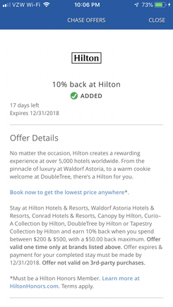 Chase Hilton credit offer
