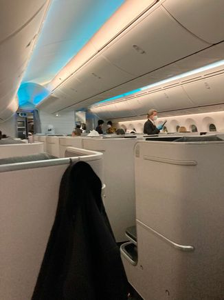 Boarding AC 007, a light load in J.