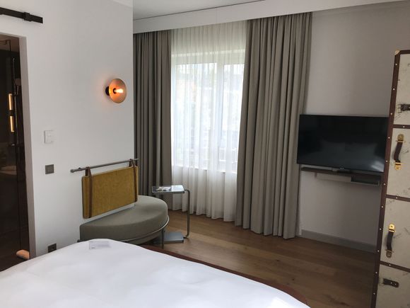 View from bed, turn left for the bathroom and turn upperleft for the living