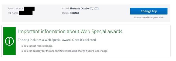 It is ticketed on 10/27/22