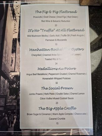 Bar food menu