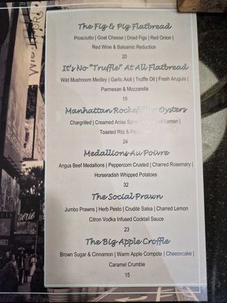 The bar menu