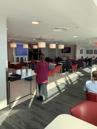 Food area and seating…behind me to the left are the restrooms and additional seating for another 20-25 people