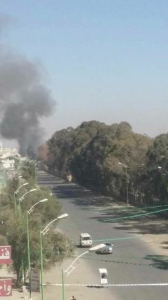 Explosions in Al-Hasbah streets in Sana.a . Saudis' jets are being refueled by the US -the ally.