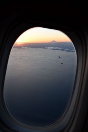 Mt Fuji just after take off from HND on CX flight HND-HKG Dec 2019 at Dusk
