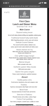 Lounge menu 