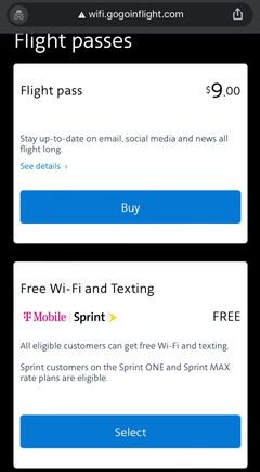 Gogo wifi on AA