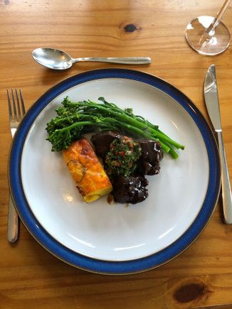 Beef was nice — potato gratin was delicious! 
