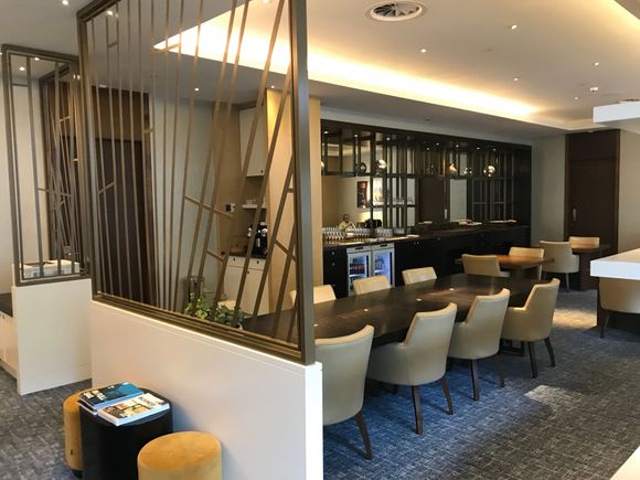 The lounge has proper tables for eating