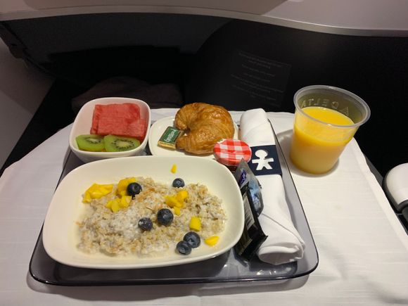 This was the cold breakfast option - I actually liked the overnight oats with coconut milk, blueberries and mango. The hot option was an egg dish