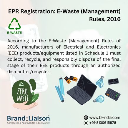 The E-waste (Management) Rules, 2016 mandate Extended Producer Responsibility (EPR) for producers of electrical and electronic equipment (EEE). Brand Liaison is a leading consultancy service provider specializing in simplifying the EPR authorization process for EEE producers in India.Contact us to know more.