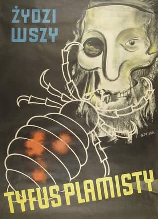Nazi propaganda Poster: " Jews - lice - typhoid fever"