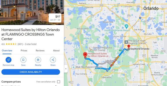 Homewood Suites Flamingo to Seaworld
