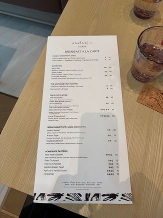 Andaz Doha Salt Road Breakfast Menu