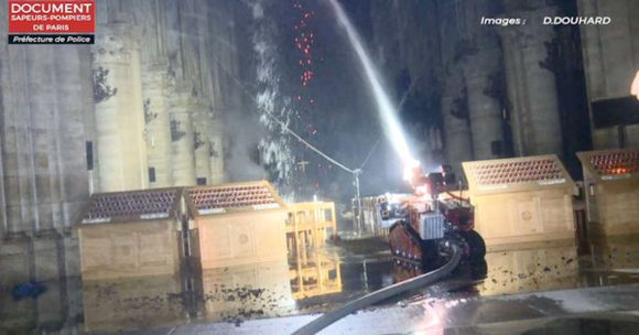 The Paris fire department used a French-made robot to douse the flames inside the Cathedral.