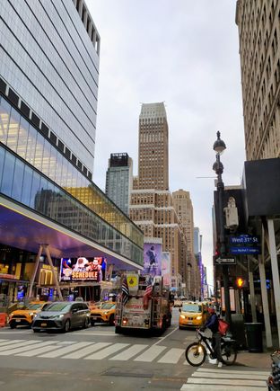 The streets of New York up near Times Square 