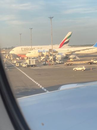 A fellow Emirates A380 on the ground 