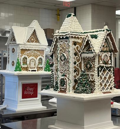 Gingerbread houses still being decorated