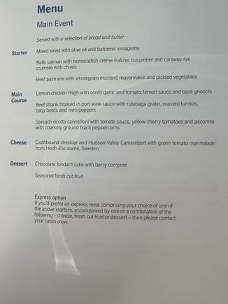 Menu IAD-CPH late May