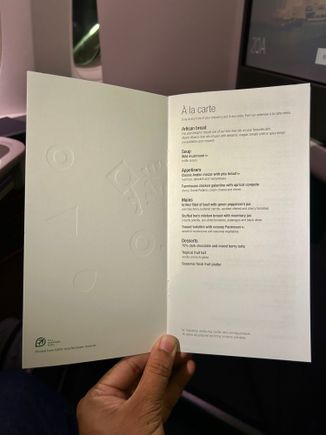 Dinner menu.