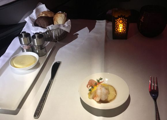 Amuse Bouche with candle light, new salt and pepper shakers and new bread basket