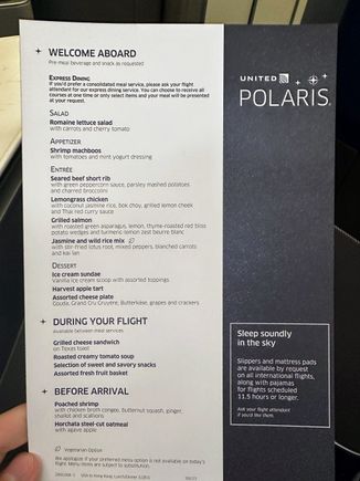 SFO-HKG menu