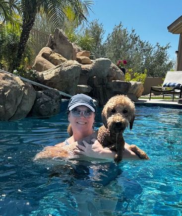 Dads at the ballgame. Poppy stayed home with her “cousin” to swim!