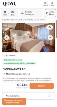 Hotel website when QR code in room scanned 
