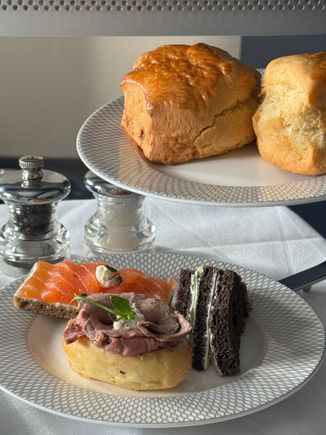 Scone incredible given it was heated on a plane. Sandwiches nothing special but by this point my stomach was causing aircraft fuel burn issues
