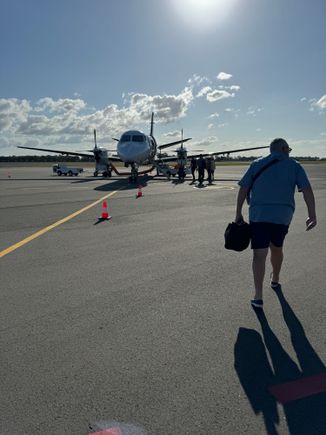 Boarding our Link Flight FC455 a Saab 340