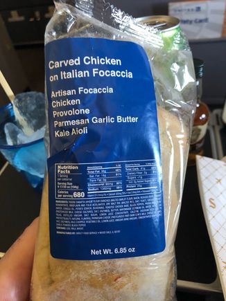 I chose the Carved Chicken on Italian Focaccia.  Very tasty but at 610 calories I only ate half.