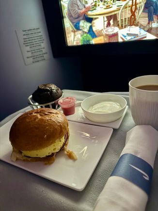 So the “breakfast” tasted nice, but I think the glob of egg in that form is hard pushed to be referred to as a fried egg on the menu. 

The muffin was horrendously dry. I had to ask for more coffee to wash it down. 