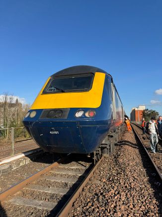 Rear power car from the ballast as I was walking to our rescue train