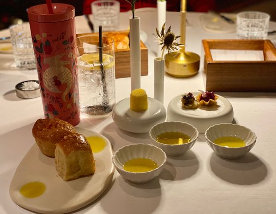 5 types of olive oil & unsalted butter to accompany the brioche and cheddar roll 