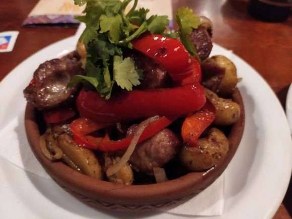 Excellent main course, which arrived sizzling 