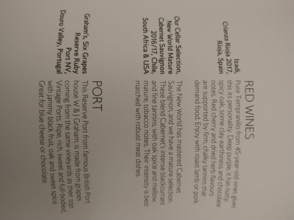 Wine card