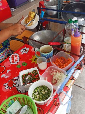 Two egg omelet with lots of chilies